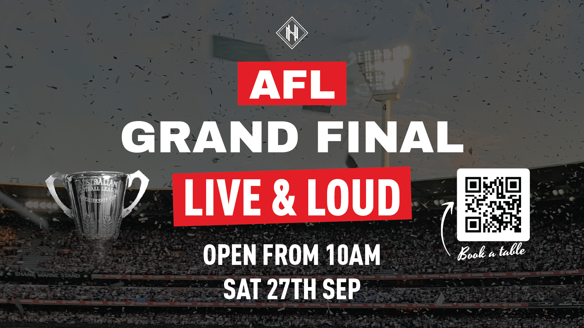 Grand final day showing at the Nixon Hotel. Opening from 10am