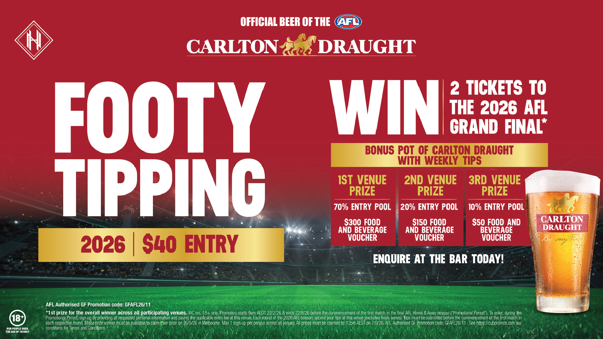 Nixon Hotel Footy Tipping Footy Tippin at Nixon Hotel, convenient location on MArvel Stadium event days, located just across the road.